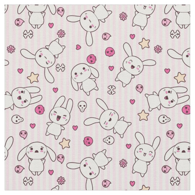 Tissu motif de rayures de kawaii (Fermer)