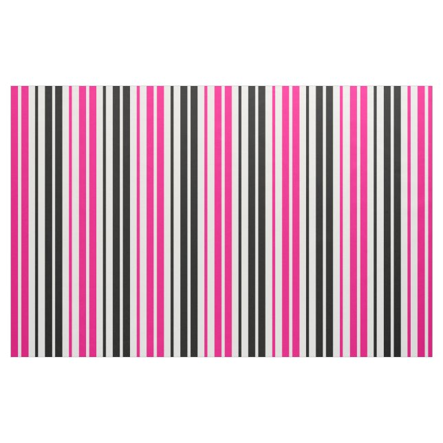 Tissu Motif de rayures roses noires et blanches  (Fat Quarter)