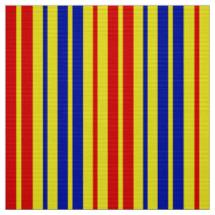 Tissu Motif de rayures rouges bleues jaunes