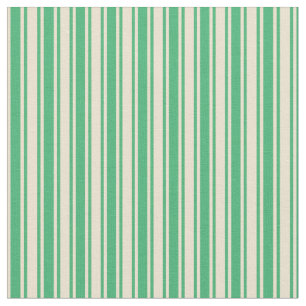 Tissu Motif de rayures vert mer et beige