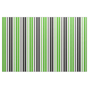 Tissu Motif de rayures vert noir blanc 