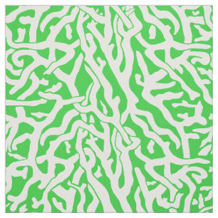 Tissu Motif de récif coralien de plage en vert et blanc
