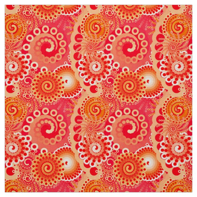 Tissu Motif de remous de fractale, rose de corail et (Échantillon)