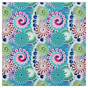 Tissu Motif de remous de fractale, turquoise, rose,