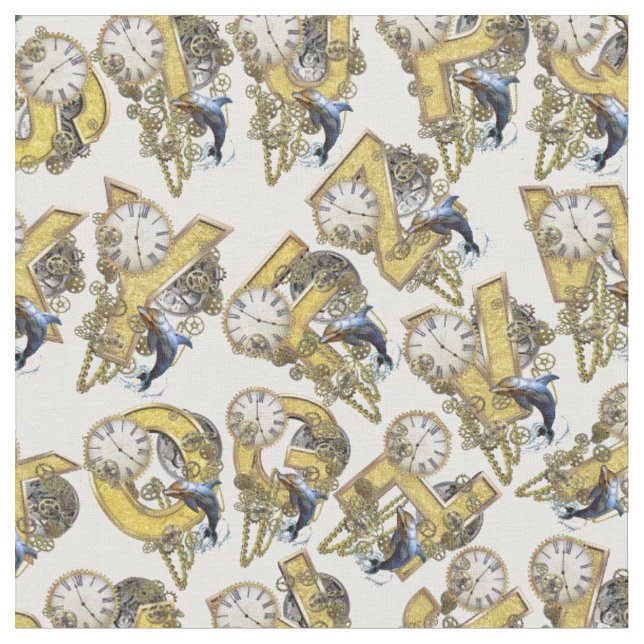 Tissu Motif de répétition Steampunk Alphabet (Fermer)