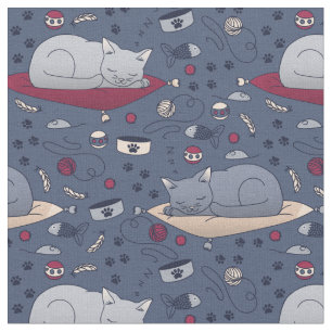 Tissu Motif de rêve de chats doux et confortable