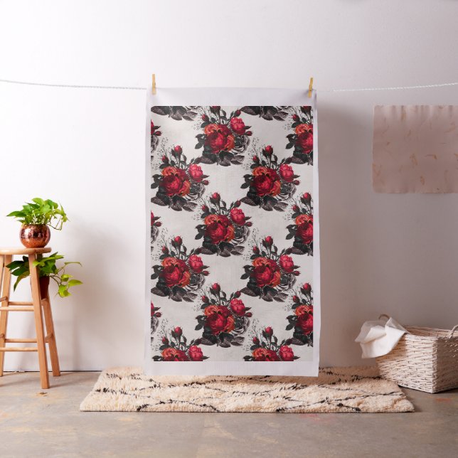 Tissu Motif de rose gothique rouge (In Situ)