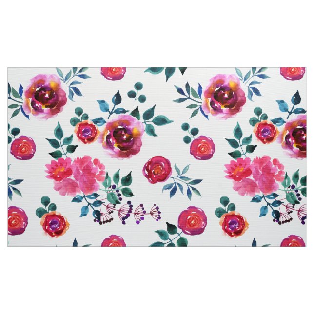 Tissu Motif de roses rouges peintes à la main (Yard)