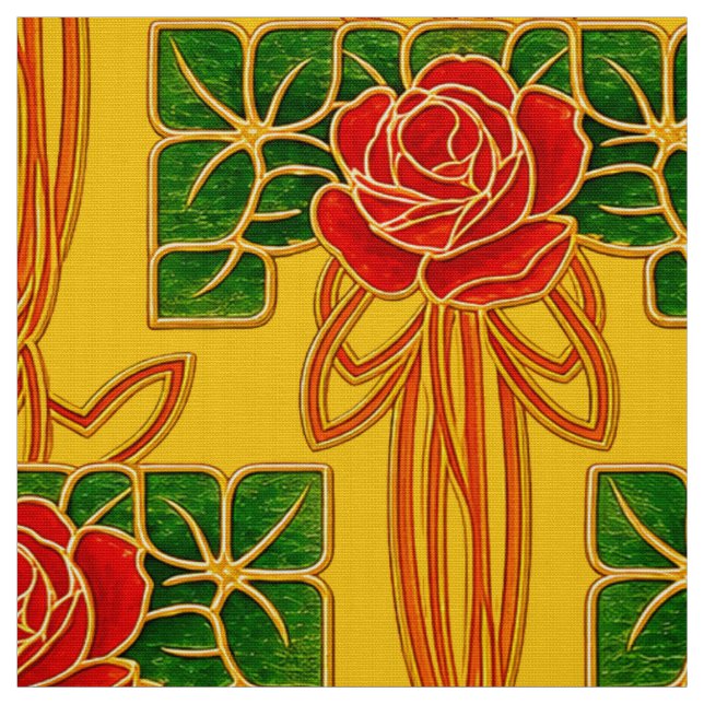 Tissu Motif de rosier de style Arts & Crafts (Échantillon)