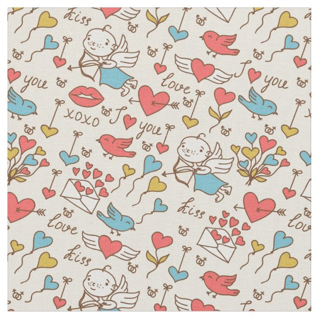 Tissu Motif de Saint-Valentin avec le cupidon (Fermer)
