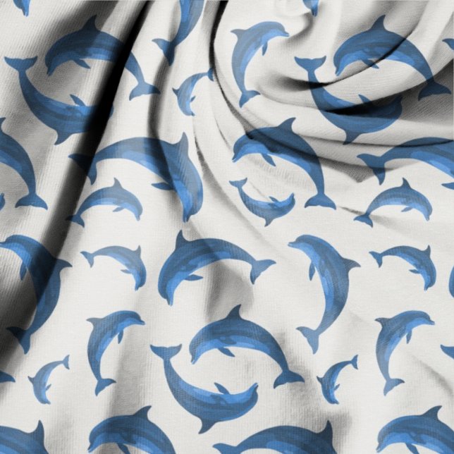 Tissu Motif de saut de dauphins bleus sur gris (Créateur téléchargé)