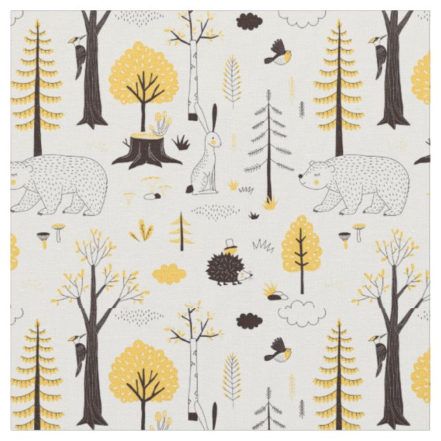 Tissu Motif de scène de Golden Woods (Fermer)