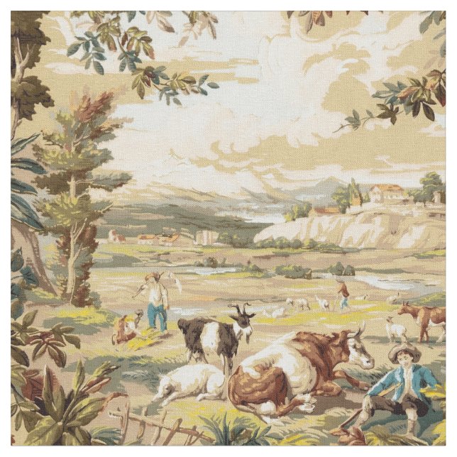 Tissu Motif de scène de la ferme pastorale de l'époque v (Fermer)
