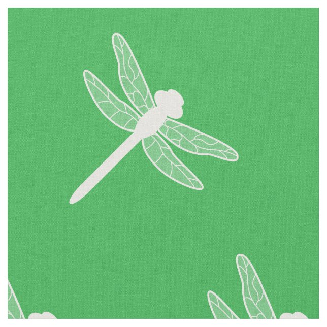 Tissu Motif de silhouette de libellule verte et blanche (Fermer)