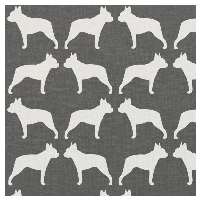 Tissu Motif de silhouettes de Boston Terrier (Fermer)