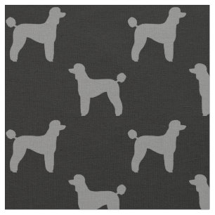 Tissu Motif de silhouettes de caniche standard gris et
