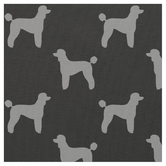 Tissu Motif de silhouettes de caniche standard gris et (Fermer)