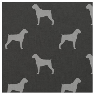 Tissu Motif de silhouettes de chien de boxeur - oreilles