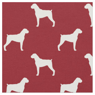 Tissu Motif de silhouettes de chien de boxeur - oreilles