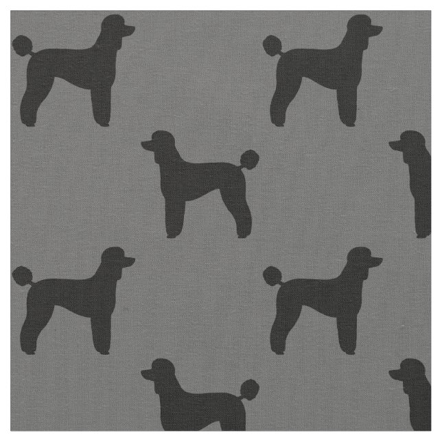 Tissu Motif de silhouettes de chien de caniche standard (Fermer)