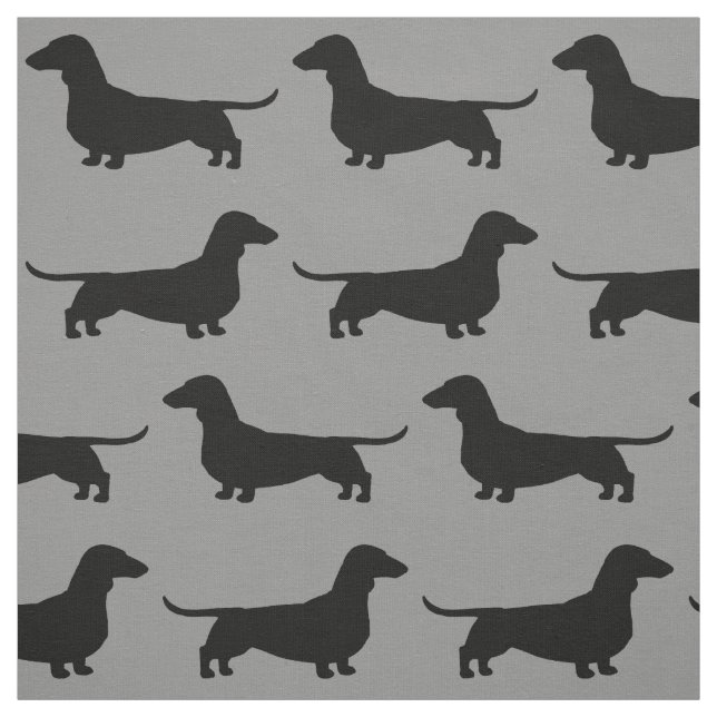 Tissu Motif de silhouettes de chien de teckel gris et (Échantillon)