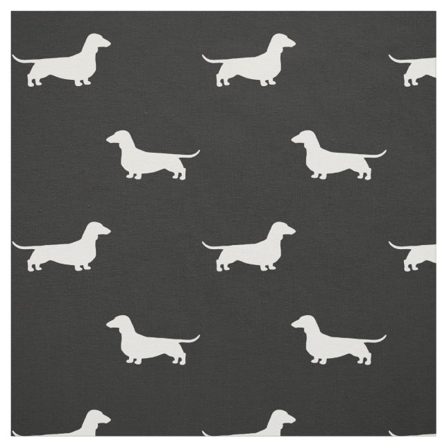 Tissu Motif de silhouettes de chien de teckel noir et (Échantillon)