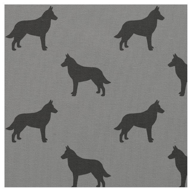 Tissu Motif de silhouettes de Malinois de Belge (Fermer)