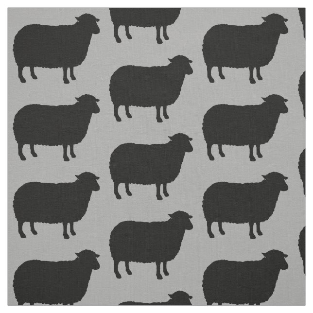 Tissu Motif de silhouettes de moutons noirs (Échantillon)