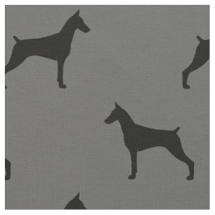Tissu Motif de silhouettes de Pinscher de dobermann