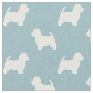 Tissu Motif de silhouettes de Terrier blanc de montagne