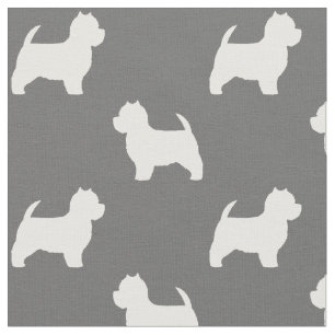 Tissu Motif de silhouettes de Terrier blanc de montagne