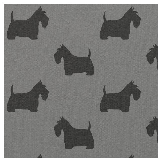 Tissu Motif de silhouettes de Terrier d'écossais (Fermer)