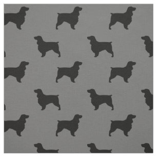 Tissu Motif de silhouettes d'épagneul de champ