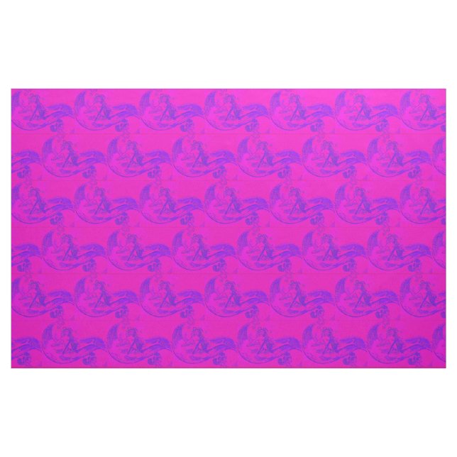 Tissu motif de sirènes à vagues roses (Fat Quarter)