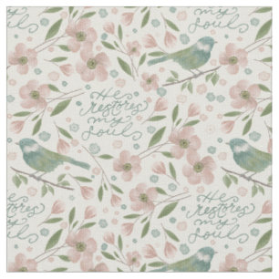 Tissu Motif de source botanique 'Il restaure mon âme'