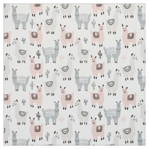 Tissu Motif de sourire de lamas
