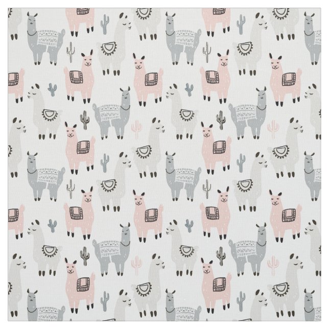 Tissu Motif de sourire de lamas (Échantillon)
