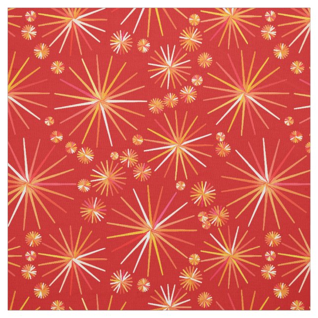 Tissu Motif de Spoutnik de la moitié du siècle, (Échantillon)