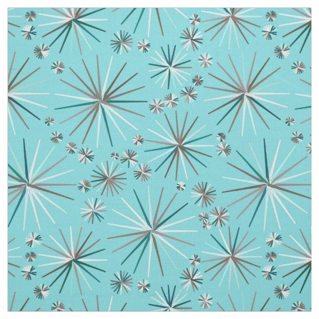 Tissu Motif de Spoutnik de la moitié du siècle, bleu des (Échantillon)