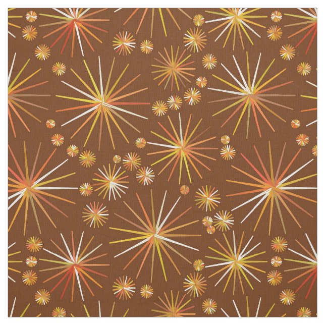 Tissu Motif de Spoutnik de la moitié du siècle, brun (Échantillon)