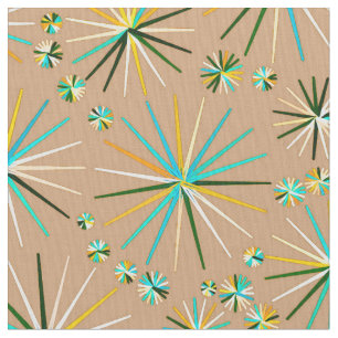 Tissu Motif de Spoutnik de la moitié du siècle, Taupe