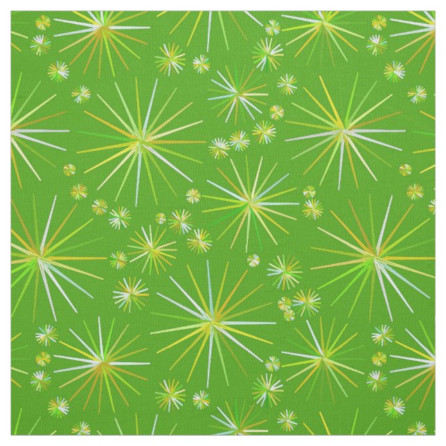 Tissu Motif de Spoutnik de la moitié du siècle, vert (Échantillon)