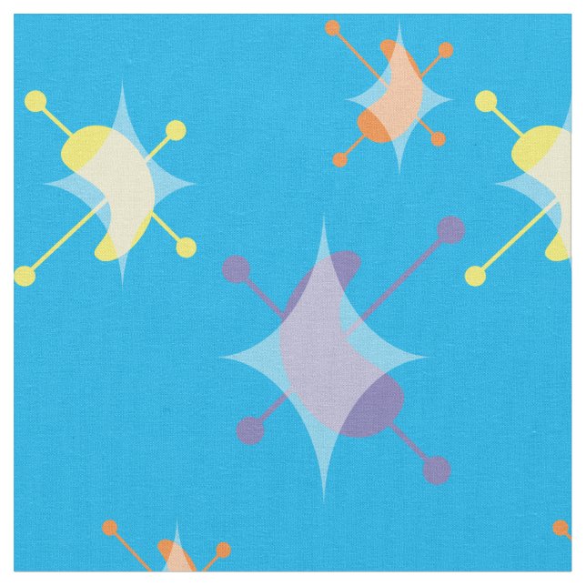 Tissu Motif de Starburst atomique rétro (Fermer)