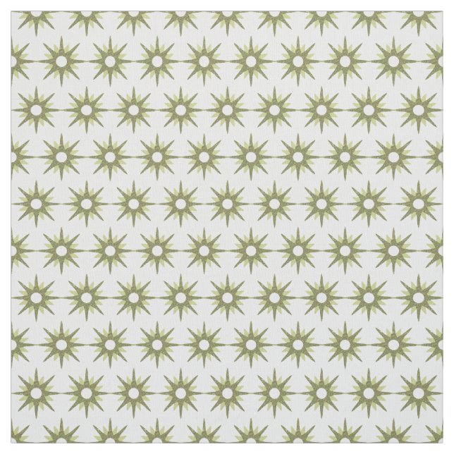 Tissu Motif de Starburst vert moderne du milieu du siècl (Échantillon)