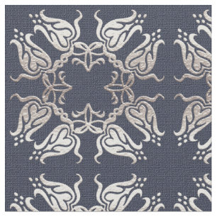 Tissu motif de style baroque bleu fleuri