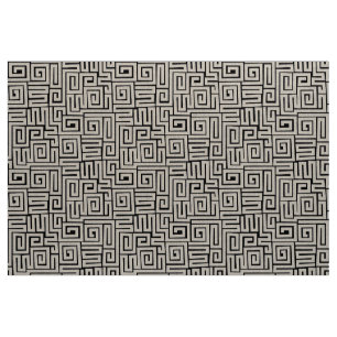 Tissu Motif de style Kuba 280922 - Blanc sur noir