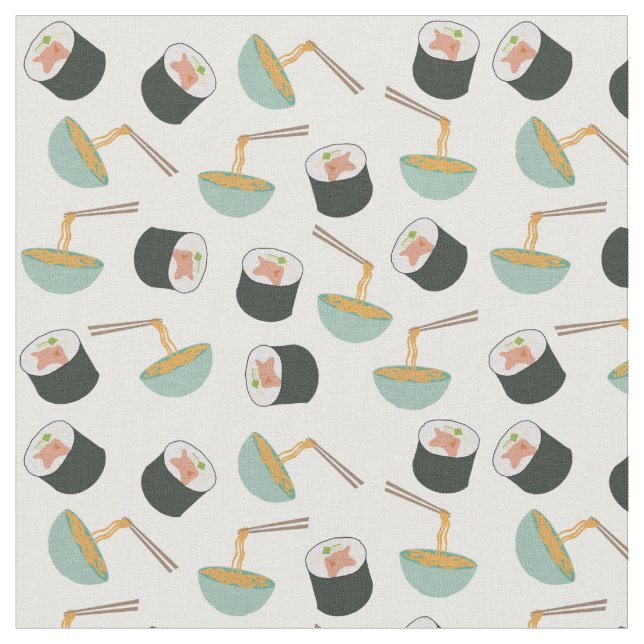 Tissu Motif de sushis et nouilles (Fermer)