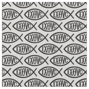 Tissu Motif de symbole chrétien Ichthys