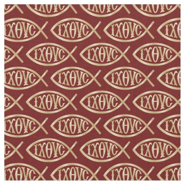 Tissu Motif de symbole chrétien Ichthys (Fermer)