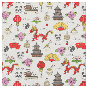 Tissu Motif de symboles de la Chine